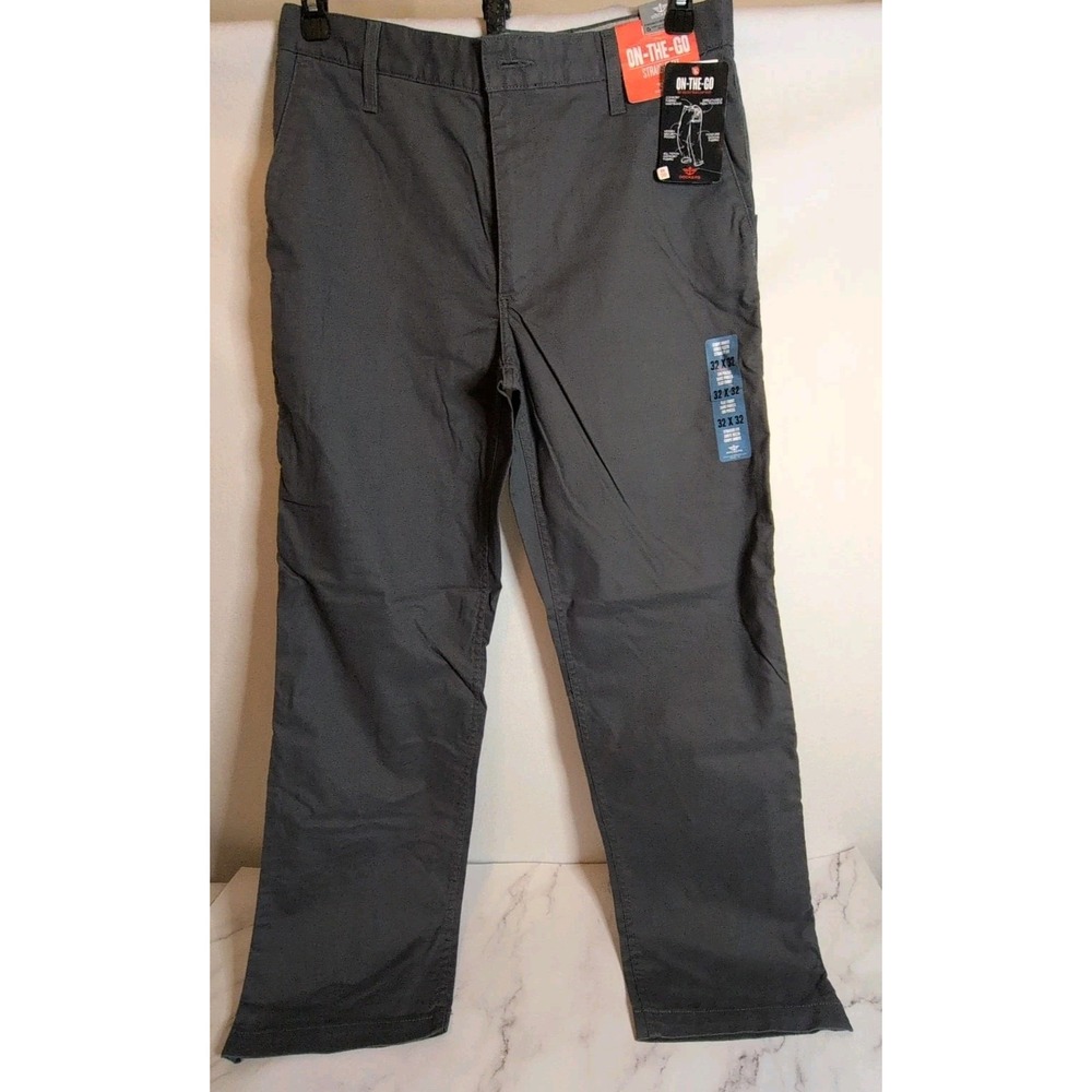 Docker Men's Straight Fit Flat‎ Front Pants Size 32x32 Gray New With Tags